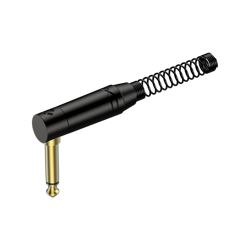 6.3mm Mono-Winkelstecker, schwarzes elektrophoretisch lackiertes Gehäuse, vergoldete Kontakte Roxtone RJ2RPP-BG
