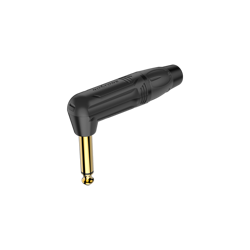 6.3mm Mono-Winkelstecker, schwarzes elektrophoretisch lackiertes Gehäuse, vergoldete Kontakte Roxtone RJ2RP-BG