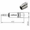 3.5mm Stereo-Stecker, vernickeltes Gehäuse, vernickelte Kontakte Roxtone RMJ3PP-65-NN