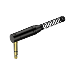 6.3mm Stereo-Winkelstecker, schwarzes elektrophoretisch lackiertes Gehäuse, vergoldete Kontakte Roxtone RJ3RPP-BG